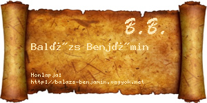 Balázs Benjámin névjegykártya